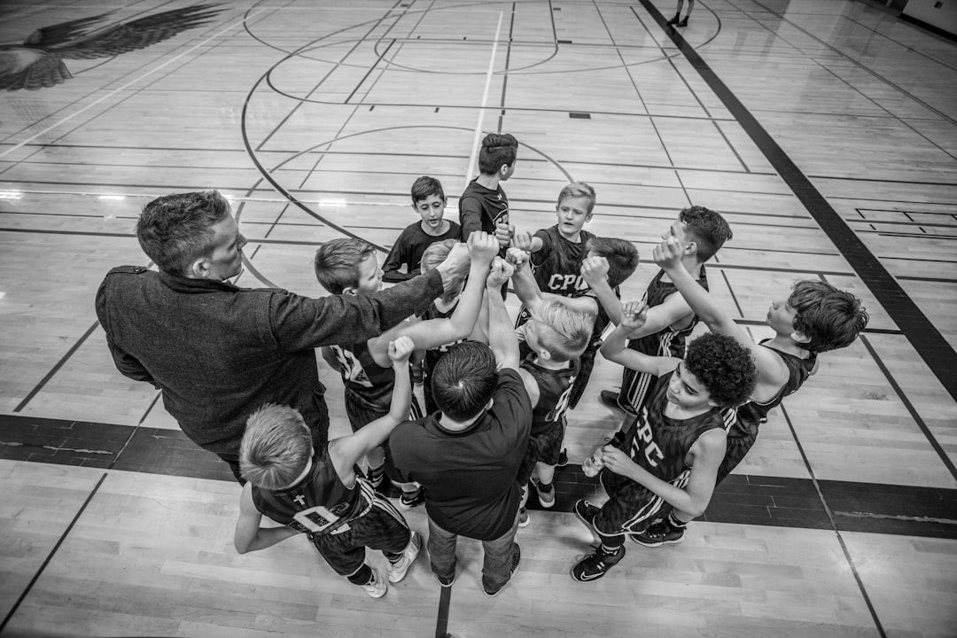 Team huddle with coach